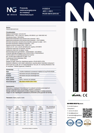 Przewody elektroenergetyczne do instalacji fotowoltaicznych