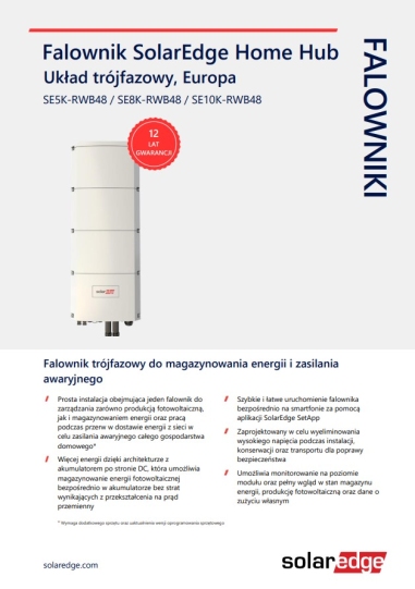 Falownik 3-fazowy SE5K-RWB48 / SE8K-RWB48 / SE10K-RWB48