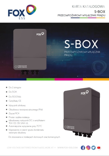 Przeciwpożarowy wyłącznik prądu S-BOX